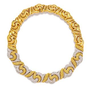 An 18 Karat Bicolor Gold, Diamond and Colored Diamond Necklace, 145.50 dwts.