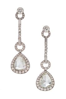 A Pair of Platinum and Diamond Earrings, 5.70 dwts.