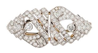 A Platinum and Diamond Double Clip Brooch, 14.50 dwts.