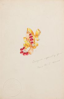 A Collection of Original Gouache on Paper Jewelry Designs for Trabert & Hoeffer-Mauboussin,