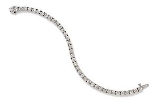 A 14 Karat White Gold and Diamond Line Bracelet, 11.40 dwts.