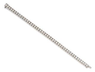 A 14 Karat White Gold and Diamond Line Bracelet, 14.50 dwts.
