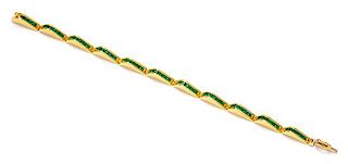 An 18 Karat Yellow Gold and Emerald Bracelet, Lagos, 14.10 dwts.
