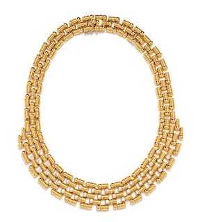 An 18 Karat Yellow Gold and Diamond Collar Necklace, Guidi, 100.00 dwts.