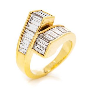 A Yellow Gold and Diamond Bypass Ring, 9.90 dwts.