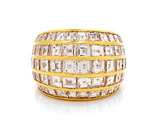 An 18 Karat Yellow Gold and Diamond Bombe Ring, 11.00 dwts.