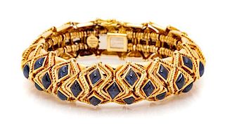 An 18 Karat Yellow Gold and Sapphire Bracelet, Sabbadini, 70.40 dwts.