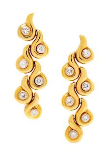 A Pair of 18 Karat Yellow Gold and Diamond Earclips, Susan Berman, 18.60 dwts.