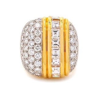 An 18 Karat Yellow Gold, Platinum and Diamond Ring, Montreaux, 9.00 dwts.