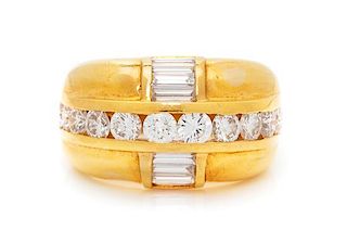 An 18 Karat Yellow Gold and Diamond Bombe Ring, Susan Berman, 7.20 dwts.