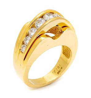 An 18 Karat Yellow Gold, Platinum and Diamond Ring, Kurt Wayne, Circa 1973, 9.80 dwts.