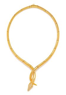 An 18 Karat Yellow Gold and Diamond Snake Motif Collar Necklace, Lauer, 9.50 dwts.