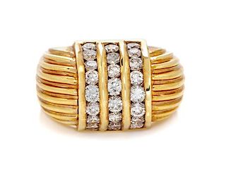 A 14 Karat Yellow Gold and Diamond Ring, 8.60 dwts.