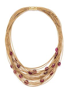 An 18 Karat Yellow Gold and Pink Tourmaline Necklace, Marco Bicego, 70.80 dwts.