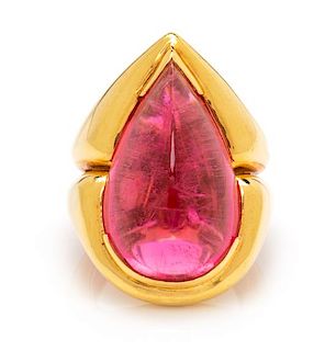 An 18 Karat Yellow Gold and Pink Tourmaline Ring, Susan Berman, 14.30 dwts.