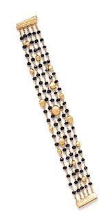 An 18 Karat Yellow Gold and Black Diamond 'Africa' Multistrand Bracelet, Marco Bicego, 16.70 dwts.