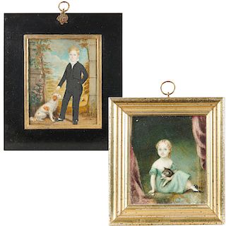 English School, (2) portrait miniatures