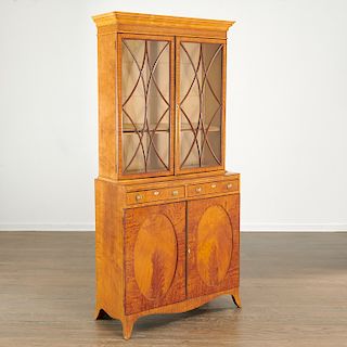 George III satinwood bookcase cabinet