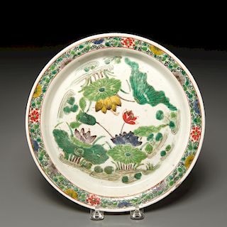 Chinese famille verte floral decorated charger