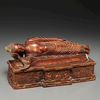 Antique copper alloy Parinirvana Buddha