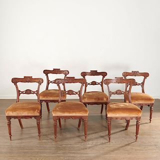 (6) Anglo-Indian hardwood side chairs