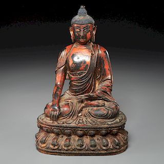 Chinese bronze seated Shakyamuni Buddha
