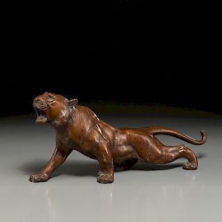 Meiji patinated bronze figure of a tiger