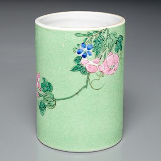 Chinese celadon sgraffito porcelain brush pot