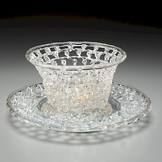 George III lampwork glass dish on stand
