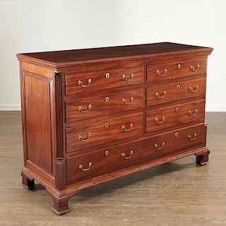 Antique Chippendale carved mahogany mule chest