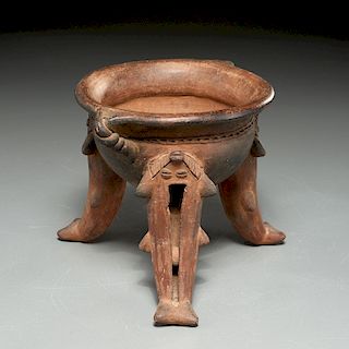Chiriqui pottery tripod rattle vessel