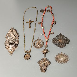 Spanish Colonial silver filigree jewelry & relics