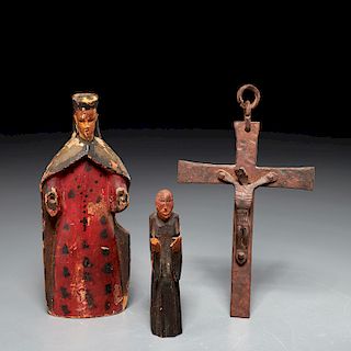Spanish Colonial School, (3) religious artifacts