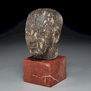 Egyptian style carved black granite head