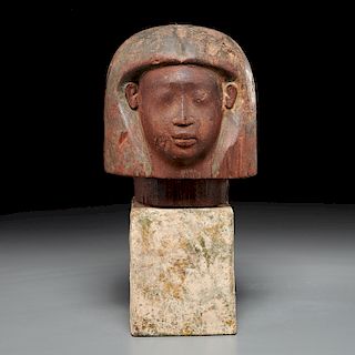 Ancient Egyptian wood Canopic jar lid