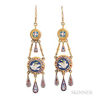 Antique Gold and Micromosaic Earrings