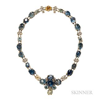 Unusual Gold, Glass, and Gem-set Necklace