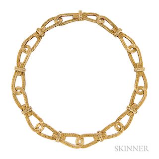 18kt Gold Necklace, Gianmaria Buccellati, Italy, designed as a finely engraved ropework collar, 68.9 dwt, lg. 17 1/2 in., French maker