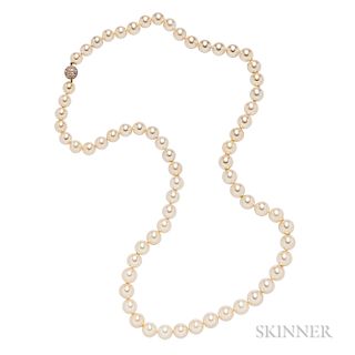 South Sea Pearl Necklace, retailed by Neiman Marcus, the pearls graduating in size from approx. 11.00 to 14.00 mm, completed by an 18kt