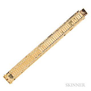 18kt Gold Bracelet, Cartier, Switzerland, c. 1960, with studded borders, 39.7 dwt, lg. 6 7/8, wd. 3/4 in., no. 1687, maker's mark and