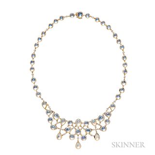 18kt Gold, Moonstone, and Diamond Necklace, Temple St. Clair