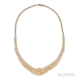 18kt Gold and Diamond Necklace, set with full-cut diamonds, approx. total wt. 20.00 cts., 41.5 dwt, lg. 16 in.