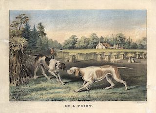 On a Point - Medium Folio Currier & Ives Lithograph