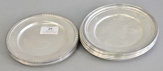 Two sets of six sterling silver bread plates, 12 plates total. dia. 6 in., 
44.4 troy ounces