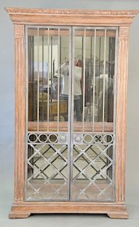 Drexel crystal cabinet with metal and glass doors and glass shelves. ht. 82 in., wd. 50 1/2 in., dp. 19 in.