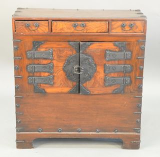 Korean chest/cabinet. ht. 34 1/2 in., top: 13 3/4" x 32"