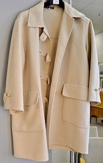 Salvatore Ferragamo ladys coat or jacket, beige wool, size medium.