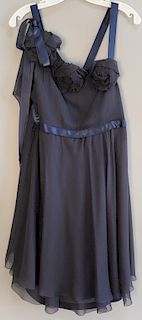 Chanel couture navy bustier cocktail dress, silk, size 42.