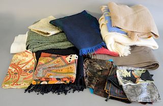 Group of approximately 20 shawls/scarves, Mohair shawl by Andrew Stewart, Dunlap Weavers, cashmere scarves, Etro scarf, cashmere sha...