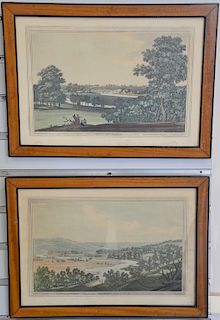 Set of four colored engravings after J. Farington and engraved by J.C. Stadler including Chelsea Battersea, Chertsey Bridge, Bassild...